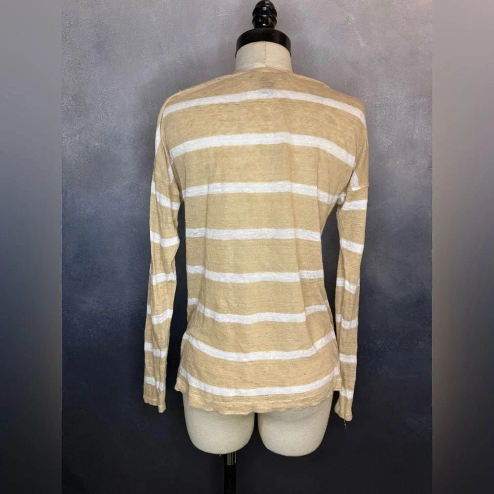Lauren Ralph Lauren Striped Long Sleeve Top 100% Linen - Picture 4 of 9